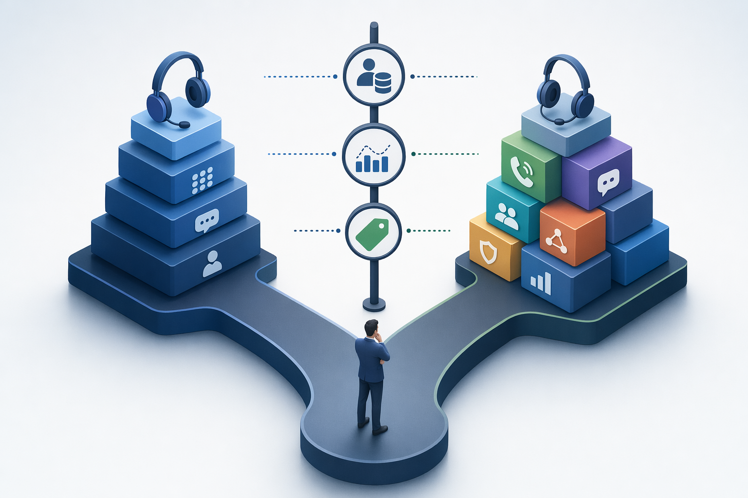 Illustration for: When to Choose Unified vs. Specialized Call Handling Tools