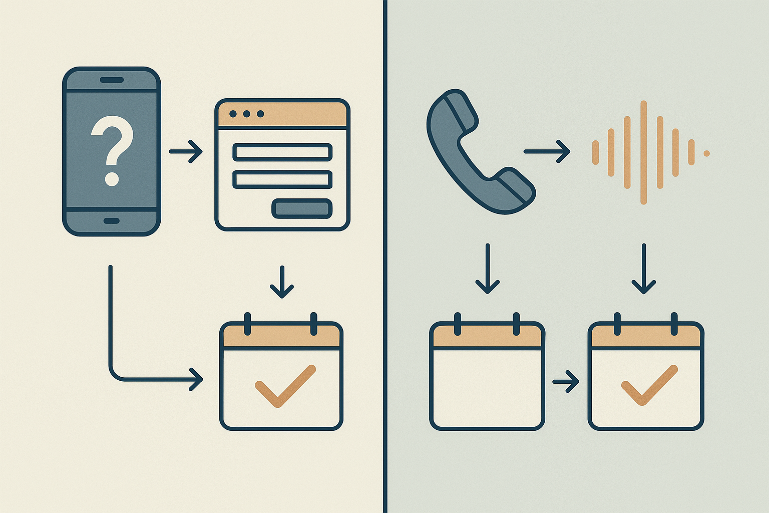 Illustration for: Traditional Appointment Scheduling vs. AI Voice Booking: What's the Difference?