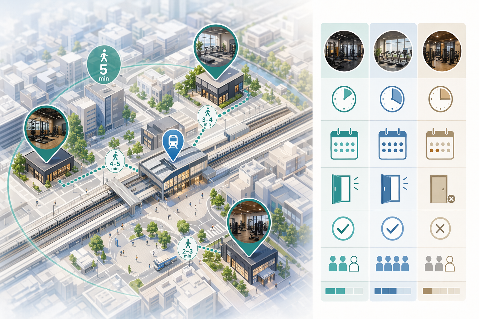 Illustration for: 通いやすさと継続性|平塚駅周辺のアクセス・営業時間・予約の取りやすさ