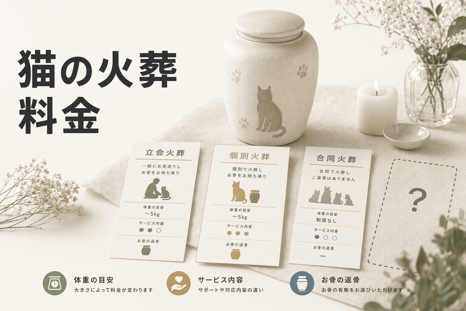 Hero image for article: 猫の火葬料金がわかる6つの比較ポイント