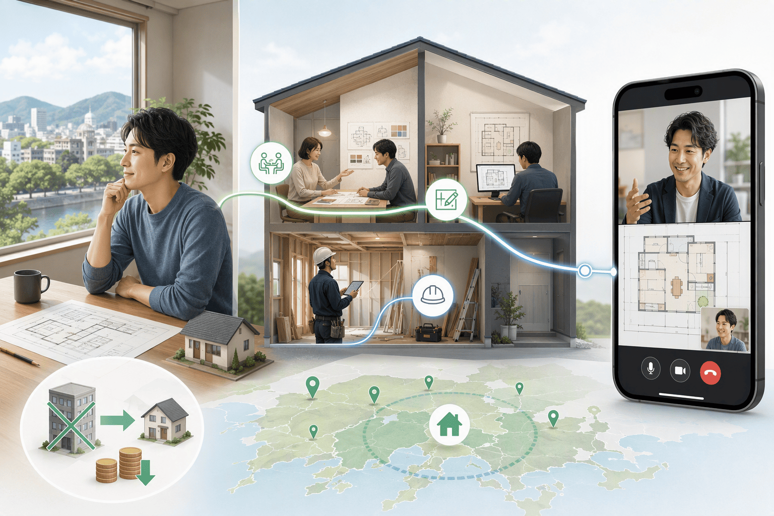 Illustration for 2. ニッカホーム広島:自社施工とオンライン相談の充実度