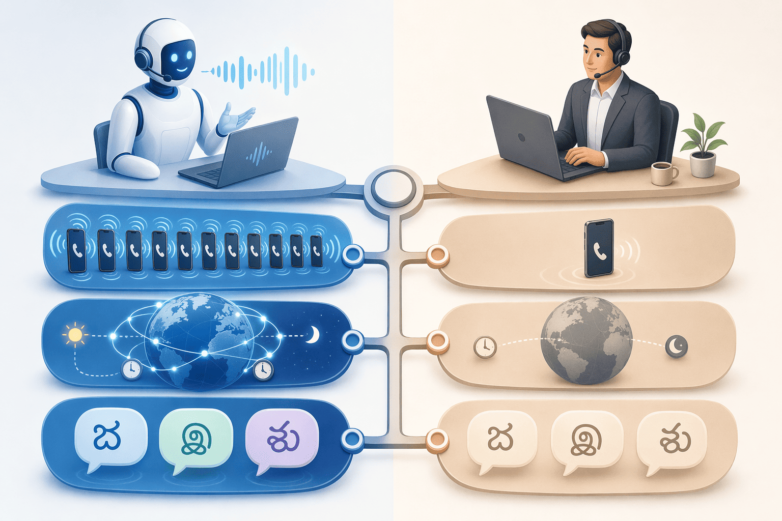 Illustration for: When to Use AI Voice Agents vs. Human SDRs for Lead Qualification