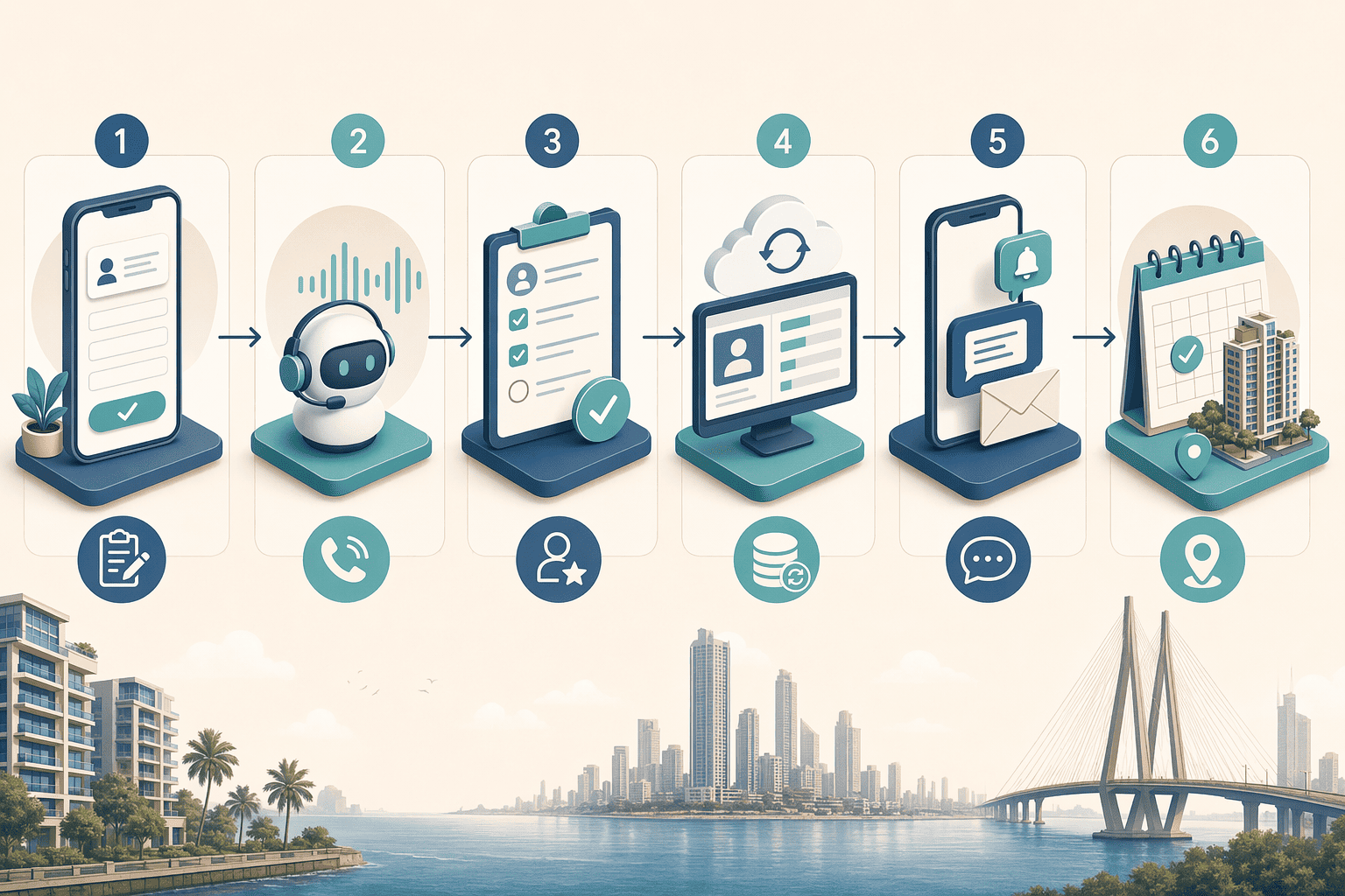 Illustration for: The 6-Step Workflow: From Lead Capture to Site Visit Booking