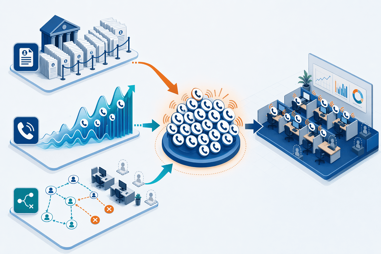Illustration for: Primary Causes of High Call Volumes in BFSI Call Centers