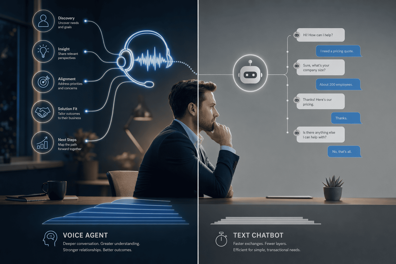Illustration for: Voice vs. Chat: When to Choose Each Lead Capture Method
