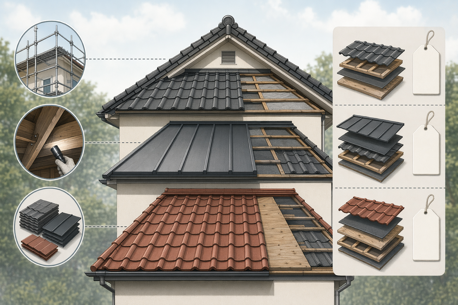Illustration for: 土浦市の雨漏り修理費用相場と価格の内訳