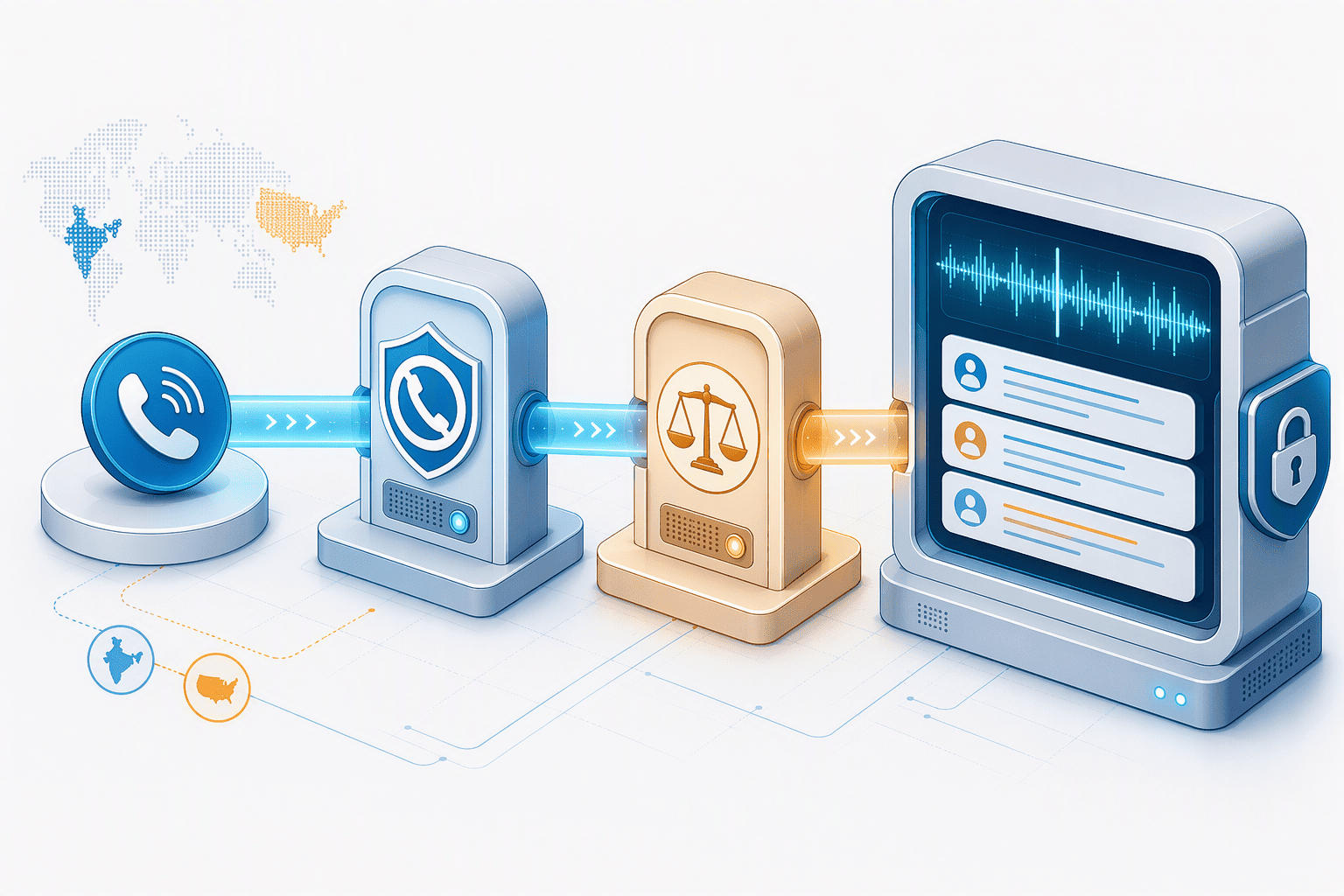 Illustration for 4. MeetRecord: Compliance-First Analysis for Global and Indian Markets