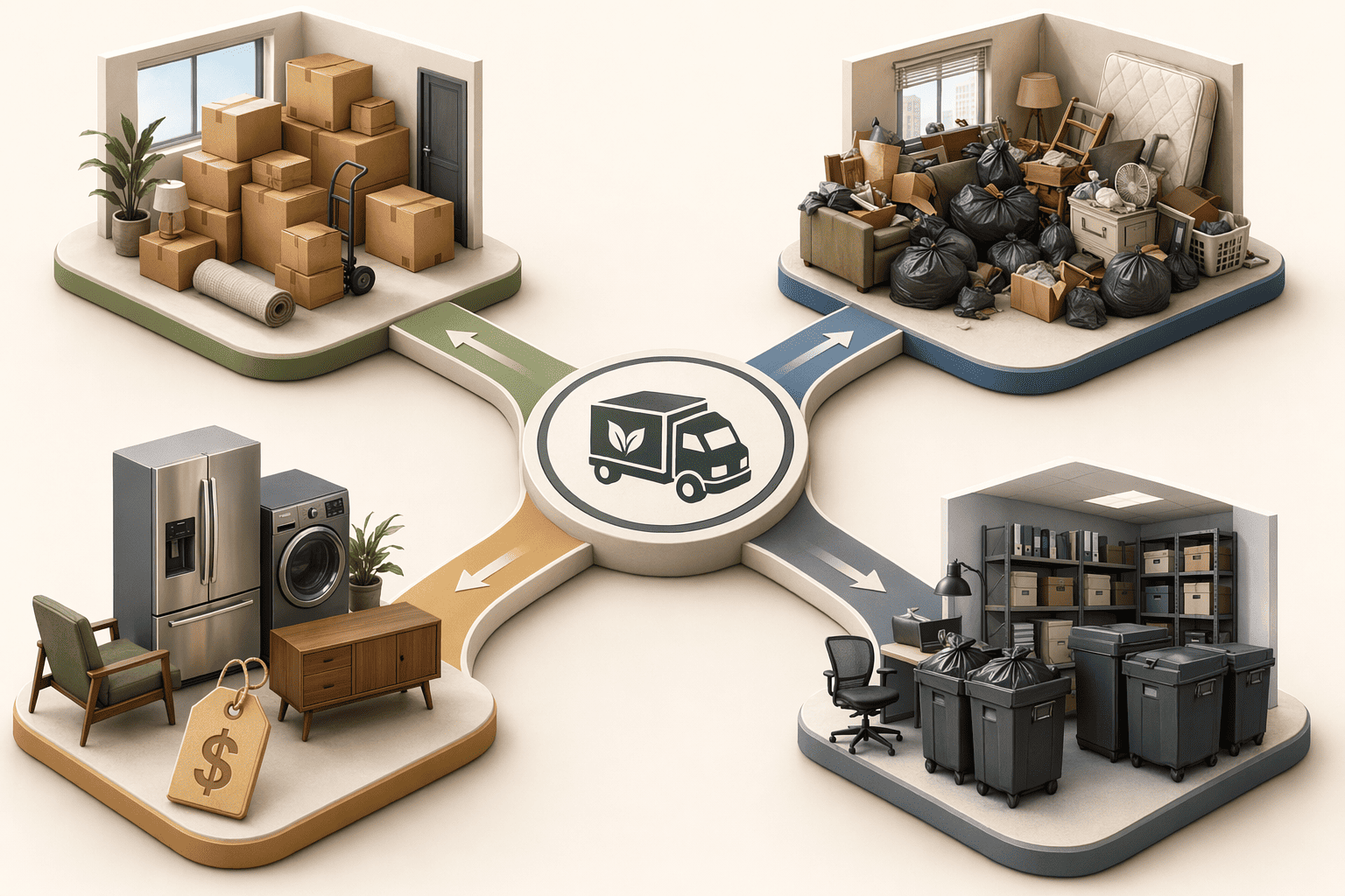 Illustration for: 利用シーン別おすすめ業者(即日対応・大量処分・買取希望・事業所向け)