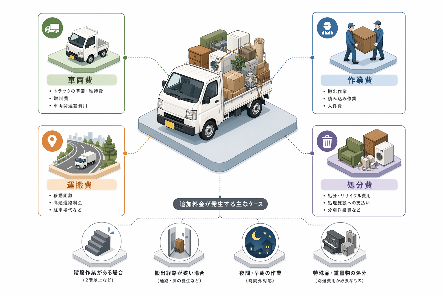 Illustration for: 軽トラ積み放題プランの料金構造と追加料金の発生条件