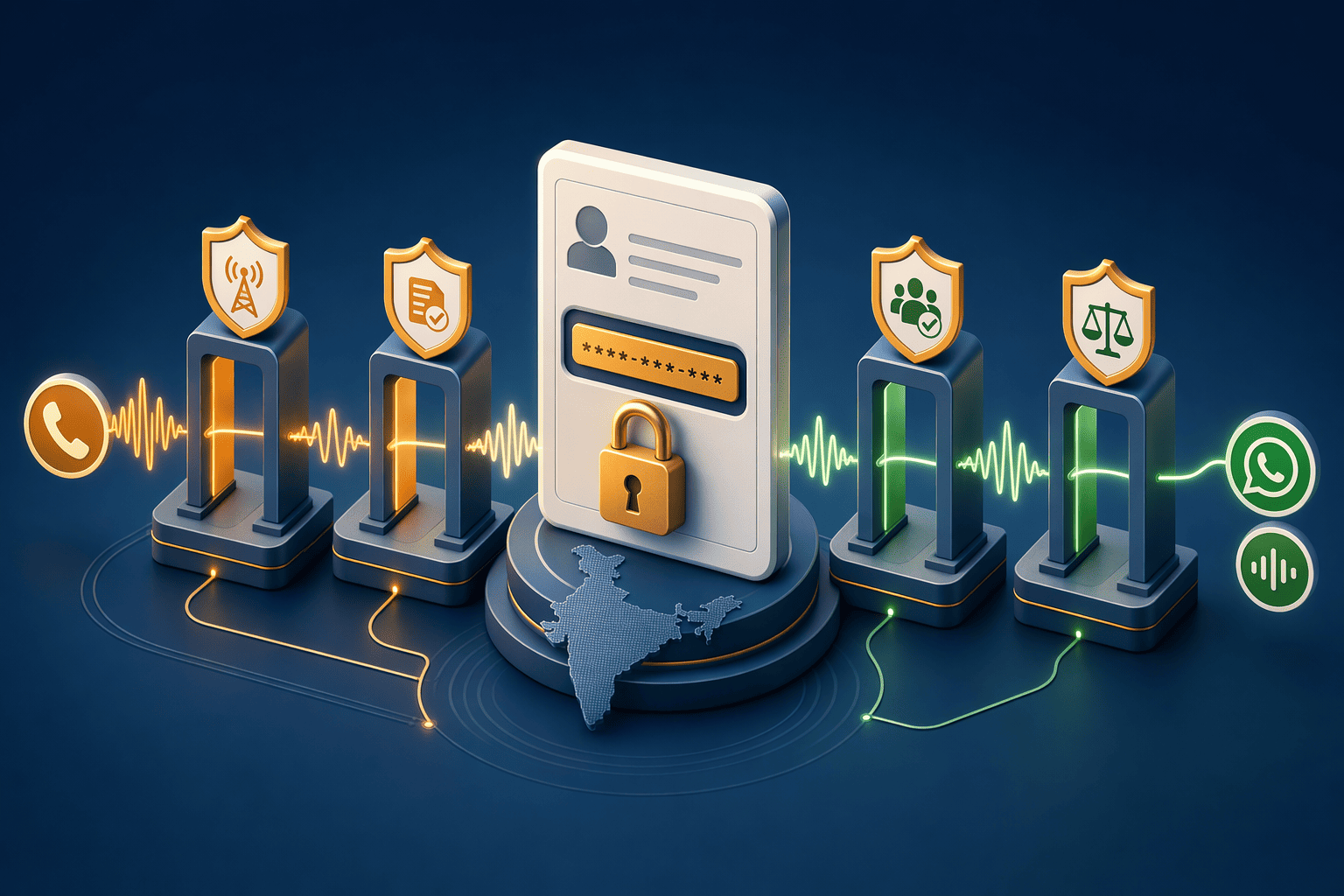 Illustration for: Compliance checkpoints: DLT, DPDP, TRAI, and Meta policies