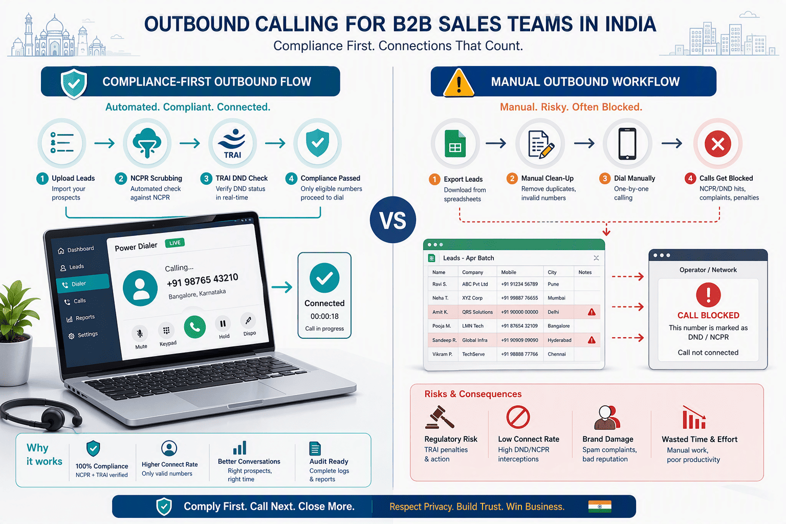 Illustration for 1. EchoLeads, The Compliance-First Outbound Engine for Small Indian B2B Teams