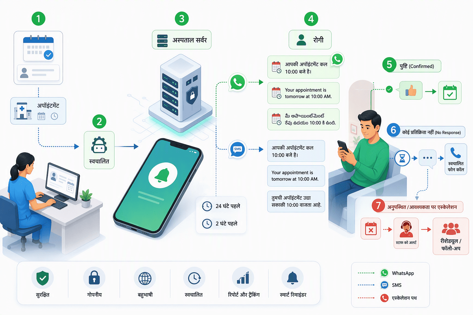 Illustration for Step 2: Deploy Automated, Multilingual Appointment Reminders on WhatsApp and SMS