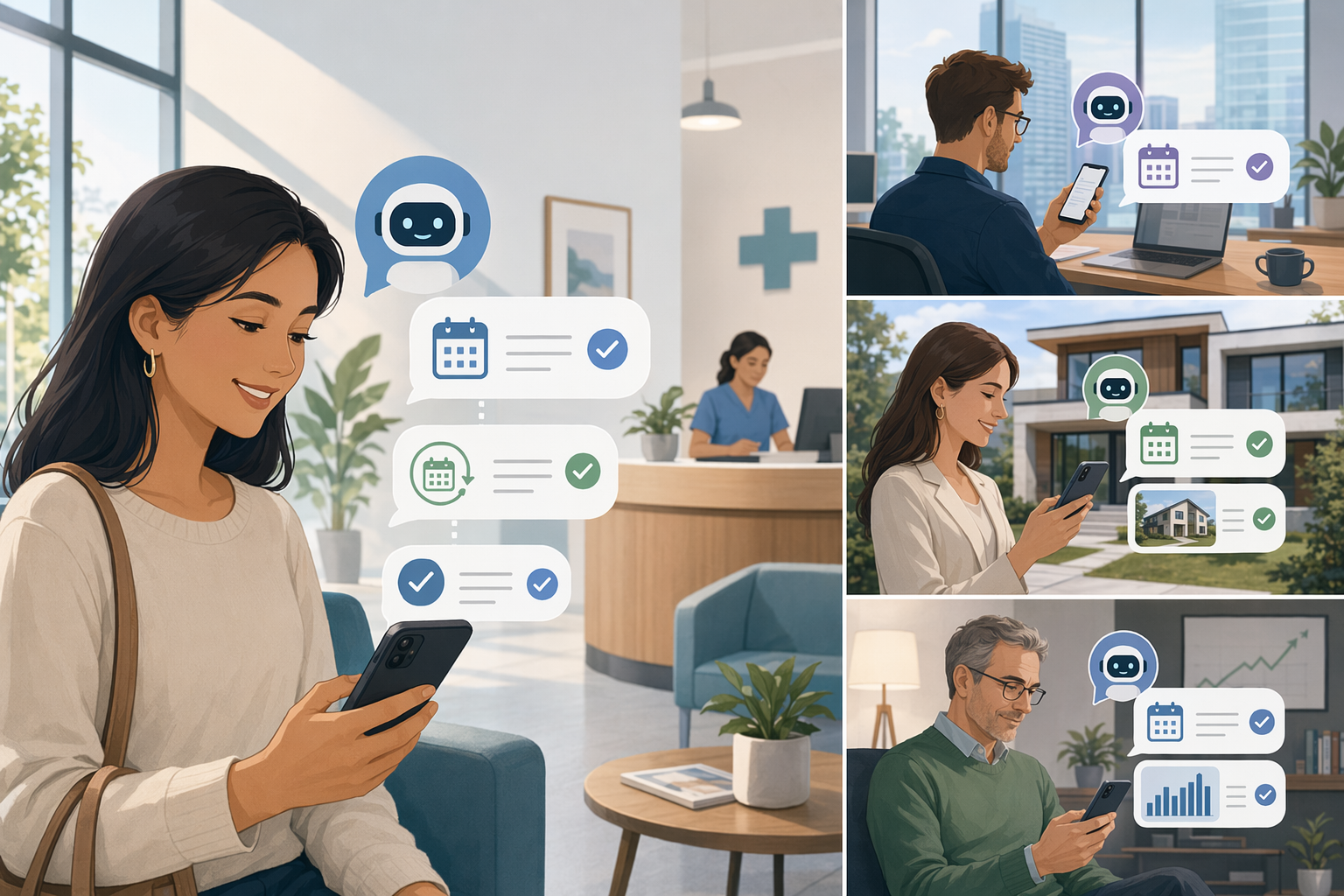 Illustration for: Real-World Use Cases: Healthcare, SaaS, Real Estate, and Financial Services