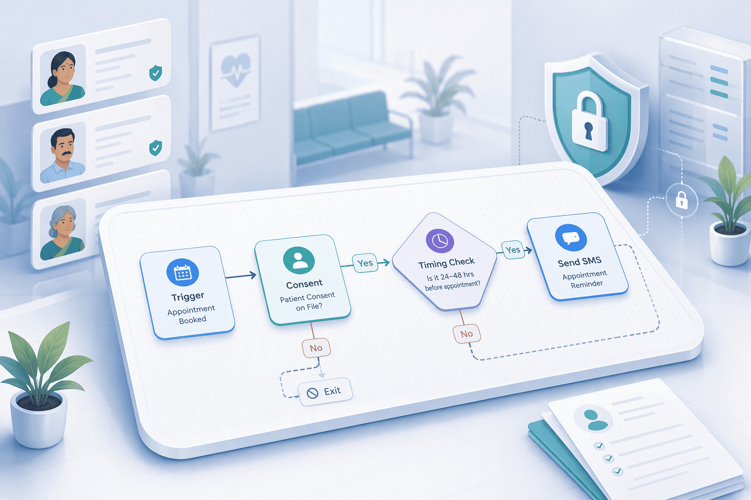 Illustration for 3. DocEngage: HIPAA-Compliant, Customizable Workflow Automation for Indian Clinics