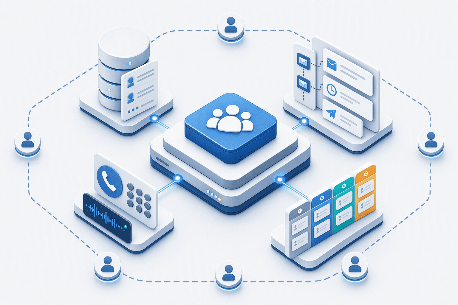 Illustration for: Traditional CRM-Based Sales Automation (Apollo, Freshsales, Zoho CRM)
