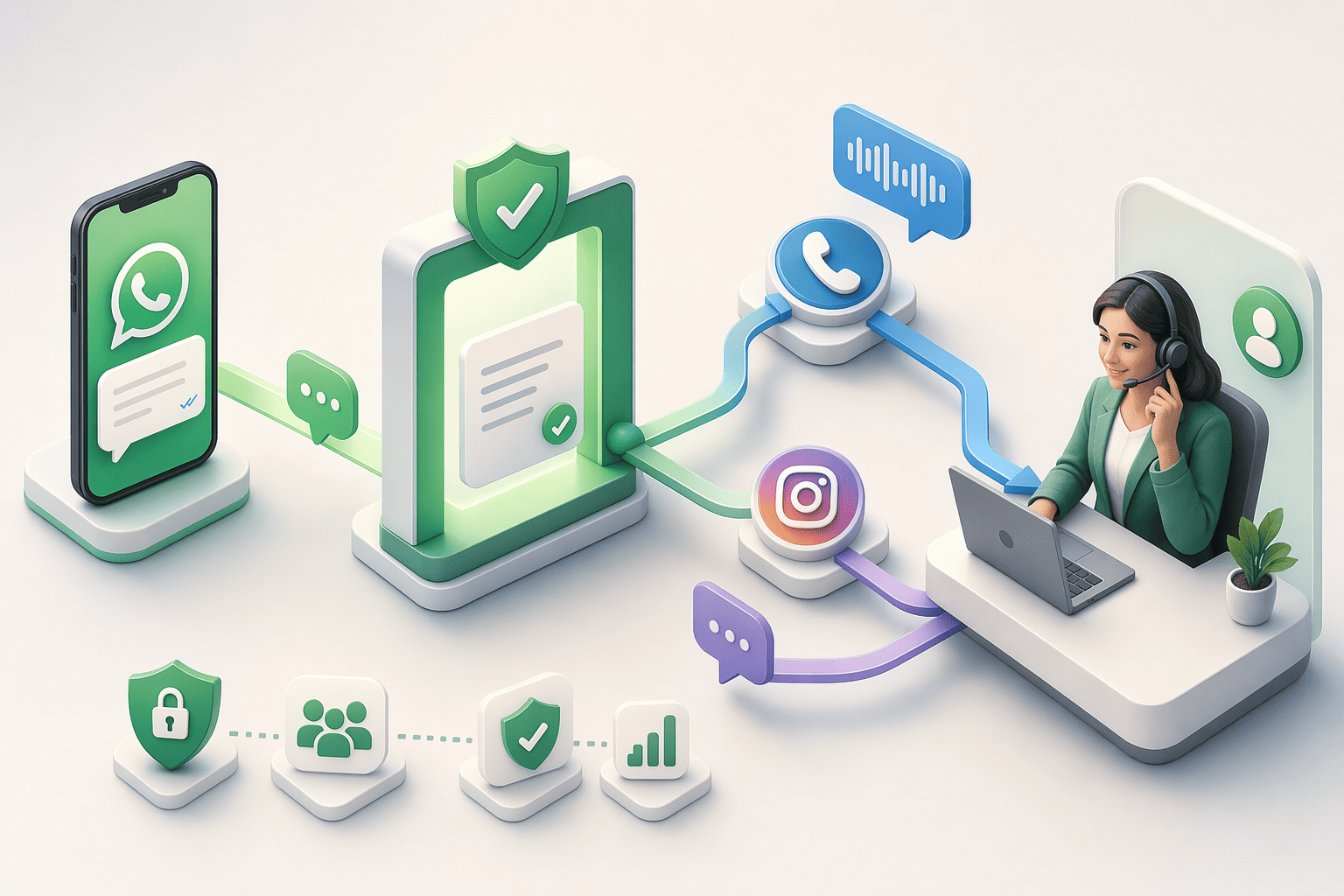 Illustration for: Omnichannel Support: WhatsApp, Voice, and Instagram DM Automation